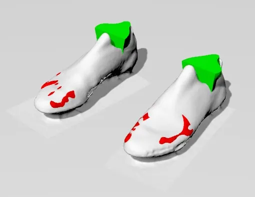 3D design of the shoe last over the foot model