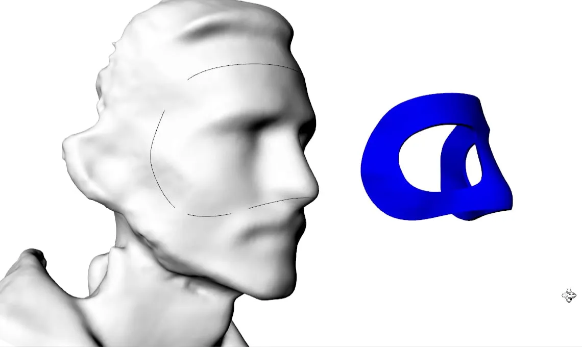 3D design of a protective face mask over the facial scan