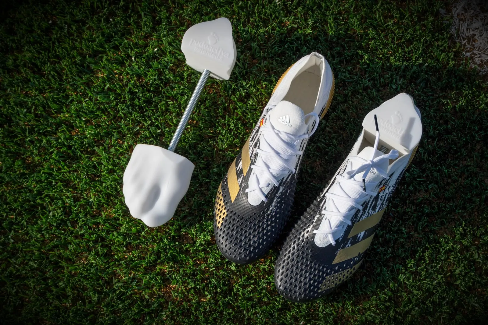 YouNext custom shoe lasts with football boots seen from above
